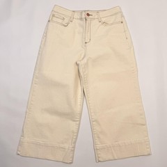 A.n.a Jeans Womens 10 White Light Wash Wide Leg Crop High Rise Stretch Denim