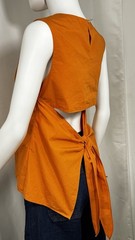 Harvey Faircloth Orange Cutout Tie-Back Cotton Blouse Shell Size 6