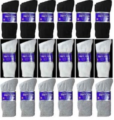 12 Pairs Mens Diabetic Crew Socks Health Circulatory Cotton Size9-11,10-13,13-15