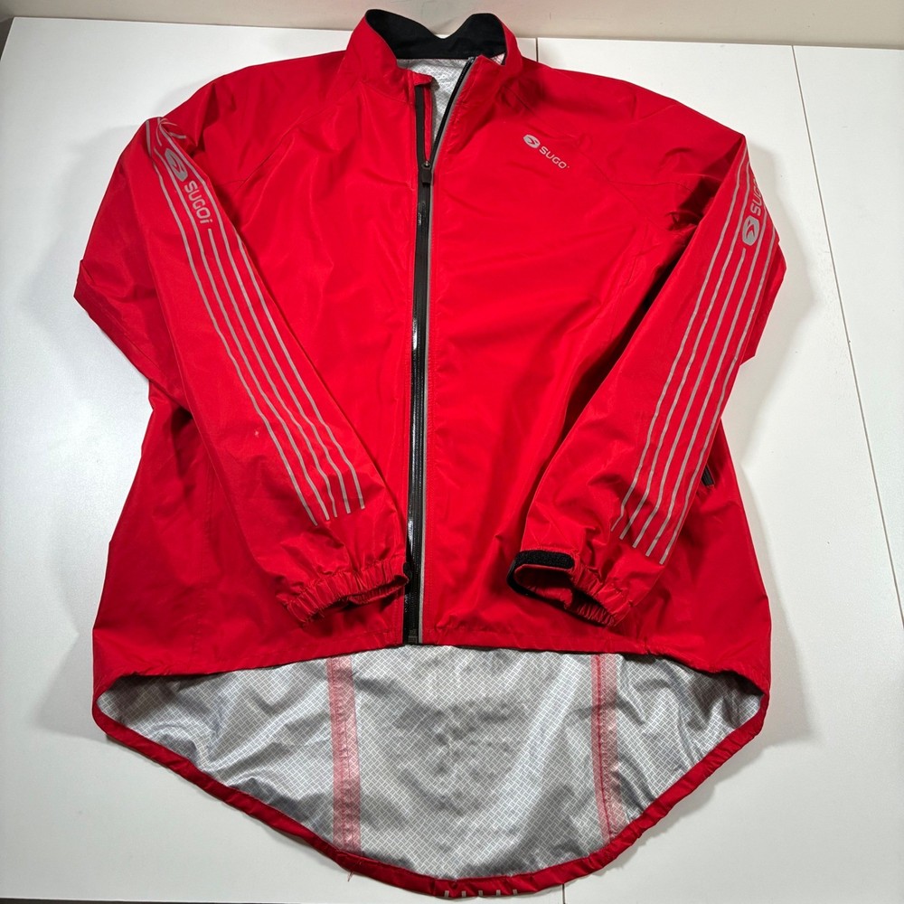 Sugoi RPM Cycling Jacket Men Large Red Reflective Windbreaker Lightweight