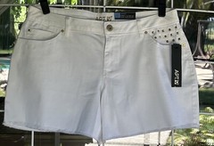 Apt. 9 Modern Fit Frayed Hem Denim Gold Studded Shorts White Sz. 12 36” Waist