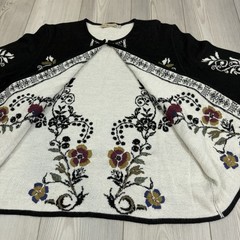 Simply Natural Hanna Alpaca Blend XL floral embroidered cardigan Sweater Peru