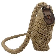 Luxy Crochet Woven Crossbody Bag Tan Gold Metallic Braided Strap Boho Y2K
