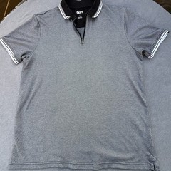 DKNY Men’s Polo Shirt L Black/White Geometric Knit 1/4 Zip Short Sleeve