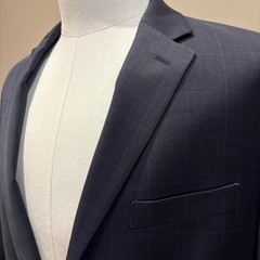 Ralph Lauren Blazer 44R Navy Blue Windowpane Wool Jacket Sport Coat 2 Button