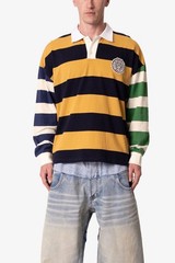 MNML Striped Rugby Long Sleeve Shirt Mens Size M NEW