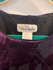 Vintage Tessuto Women’s Sleeveless Liquid Velvet Burnout Floral Dress, L, EUC