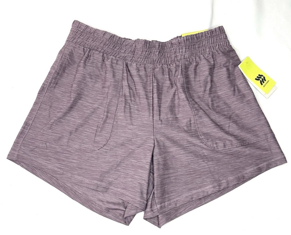 NWT All in Motion Women’s Mid-Rise Knit Shorts Heathered Purple Size XXL