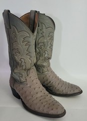 Vtg Justin Gray Full Quill Ostrich Leather Exotic Cowboy Western Boots Mens 9 D