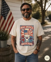 Make America Grateful Again Patriotic Bear Graphic T Shirt S-5XL