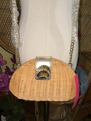 Lilly Pulitzer NWT Redford Wicker Crossbody Bag Natural