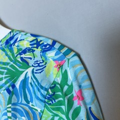 Lilly Pulitzer Dress Extra Large Blue Green Etta Short Sleeve Via Parigi Lions