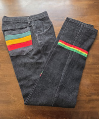 Route 66 Custom Black Dark Rasta Jeans Straight Leg Regular Fit