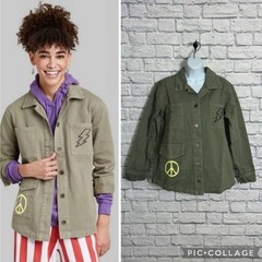 Ascot and Hart Olive Green Utility Jacket Shirt Shacket Womens XS Oversized Punk