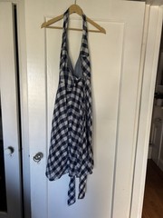 Saks Fifth Avenue Young Dimensions Blue White Check V-Neck Halter Dress 7/8