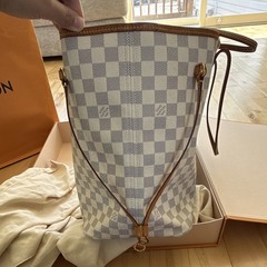 Louis Vuitton Neverfull MM Damier Azur Tote, Dust Bag Box Card, Pockets