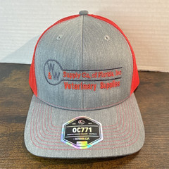 Outdoor Cap Gray/Red Colorblock Trucker Hat Mesh Back Adjustable One Size