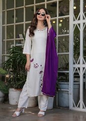 Women’ s Viscose Rayon Embroidery Kurta with Pant & Dupatta