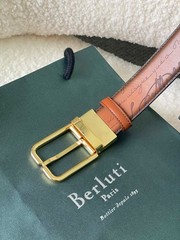 Berluti Belt Venezia Scritto genuine leather handmade width 3.5cm/1.37inch