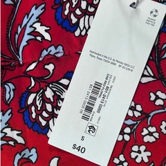 Liz Claiborne Womens Red Floral Cap Sleeve V Neck Blouse Top Size Small NEW