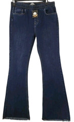 Bling A Gogo ~Youth Size XL~ Blue Denim Elastic Waist Jeans Raw Hem NWT.