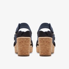 Clarks Giselle Dove Wedge Sandal Slingback Straps Navy Nubuck Women’s 7 Medium