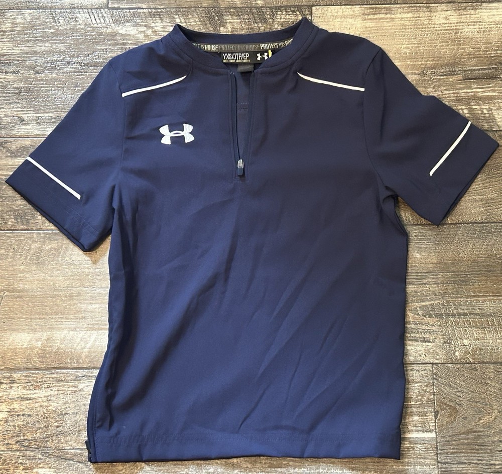 Under Armour Short Sleeve 1/4 Zip Pullover Youth XS Extra Small Navy