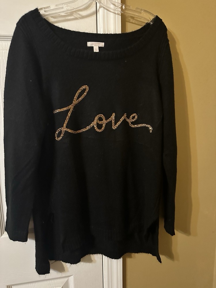 CeCe Women’s Crew Neck Knit Pullover Sweater Long Sleeve Solid Black XL Love