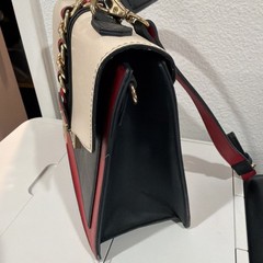 ALDO Colorblock Satchel Top Handle Gold Chain Accent Detachable Strap Pockets