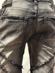 New! Bleeker Bleeker Distressed Pocketed Jeans w edge Blk Wash Stacked Denim