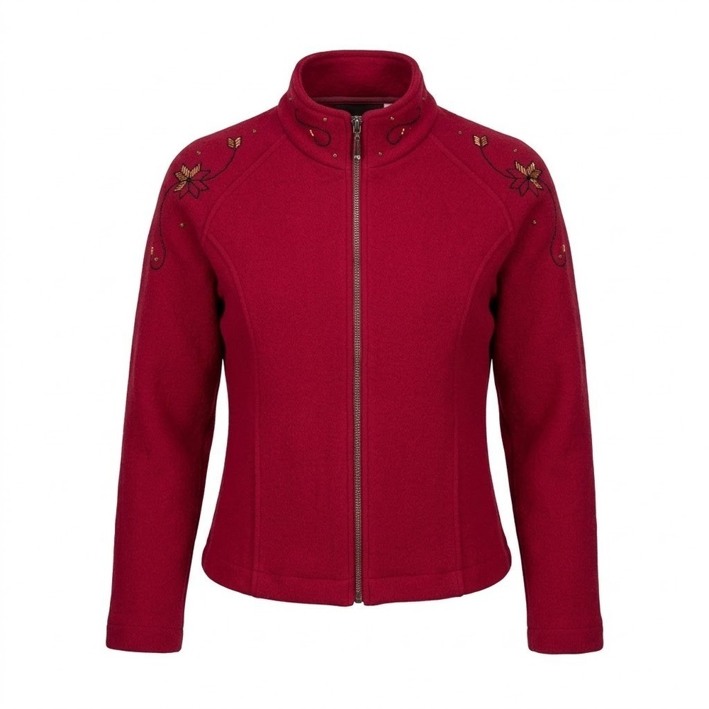 Norlender XS Norway Red 100% Pure Wool Embroidered Sweater Jacket – CJ