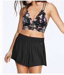 Wireless Floral Lace Bralette Lightly Lined Removable Pads Strappy Back Sz S