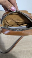 Patricia Nash Zeva Leather Crossbody Wallet Cognac Caramel Hard Case Saddle Bag