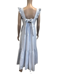 Gal Meets Glam Midi Dress Size 2 Blue/White Striped Ruffle Strap *NWOT*