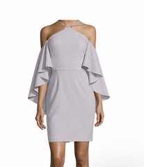 Amanda Uprichard Lilac Gray Cold-Shoulder Halter Mini Dress Size Small