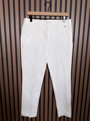 New Trina Turk Pants 6 Womens White Moss Denim Flat Front Stretch Fabric