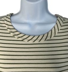 Buffalo Knit Striped Short Sleeve T-shirt Dress ~ Off White / Moss Green ~ Small