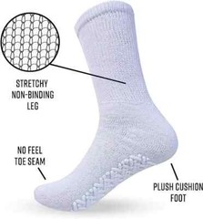 Wholesale Bulk Men’s Non Skid Diabetic Gripper Crew Socks Loose Fit Non Binding