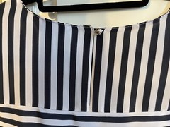 CHRISTOPHER & BANKS Top NAVY/WHITE Sleeveless Striped Tunic Casual Blouse P/XL