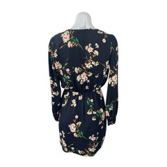 Honey Punch Women’s Multicolor Floral V Neck Long Sleeve Mini Wrap Dress Sz S/M