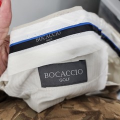 Bocaccio Golf Shorts Khaki Beige Lightweight Pleated Golf PolyRayon Mens W46
