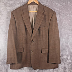 VTG Lauren Ralph Lauren Blazer Mens 44S Brown Herringbone Stripe Wool Preppy 90s