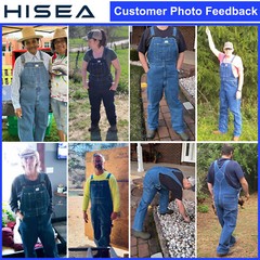 HISEA Mens Heavy Duty Denim Bib Overalls Relaxed Fit Workwear Dungarees Jumpsuit
