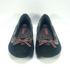 Skechers Womens 6.5 Black Perforated Leather And Synthetic Upper Slip On Flats
