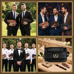 giftoria Father’s Day Travel Toiletry Bag for Men, Leather S, Brown