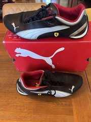 PUMA Ferrari Men’s Low Top Lace-Up Sneakers Black White Red w/ Box