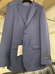 New 38R Men’s French Blue Suit 100% Wool Super 150 Made in Italy Retail $1295