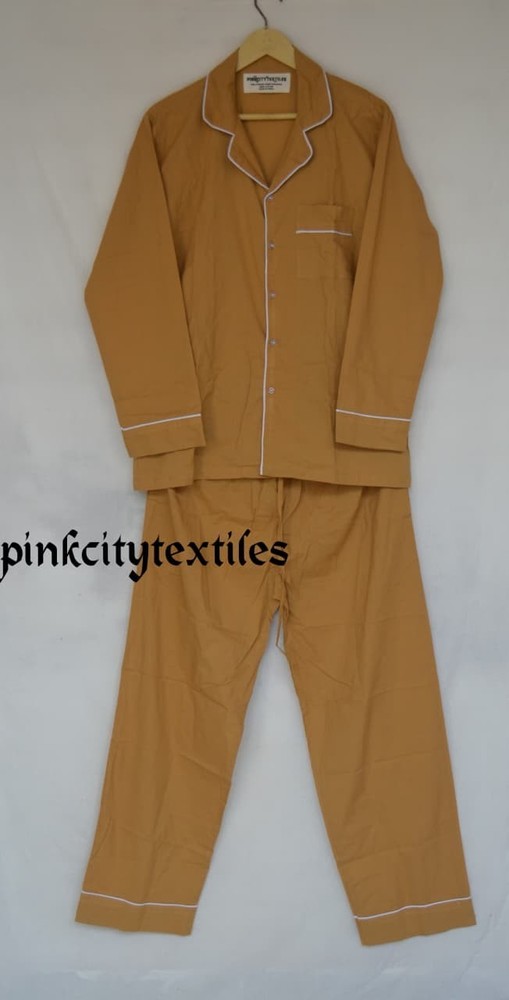 TARRIF FREE✅0%CHARGE PJ-31 Size Medium 100%Cotton Olive Plain Unisex Pajama Set*