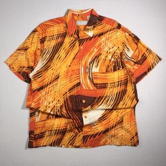 Vintage Jams World Hawaii Rayon Hawaiian Shirt Abstract Orange USA Mens M