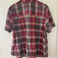 CJ Banks Women’s 1X Plus Multicolor Plaid Collared Short Sleeve Button-Up